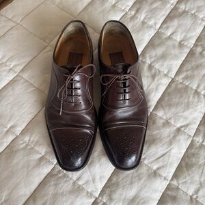 A Testoni Classic Brown Leather Men's Dress Shoes